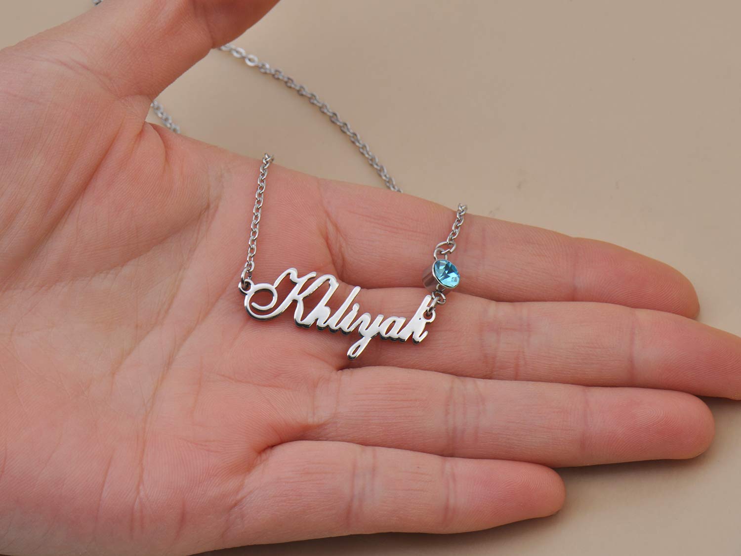 Personalized Silver Name Necklace with Delicate Birthstone Charm - Perfect Gift for Her Birthday, Anniversary & Special Occasions