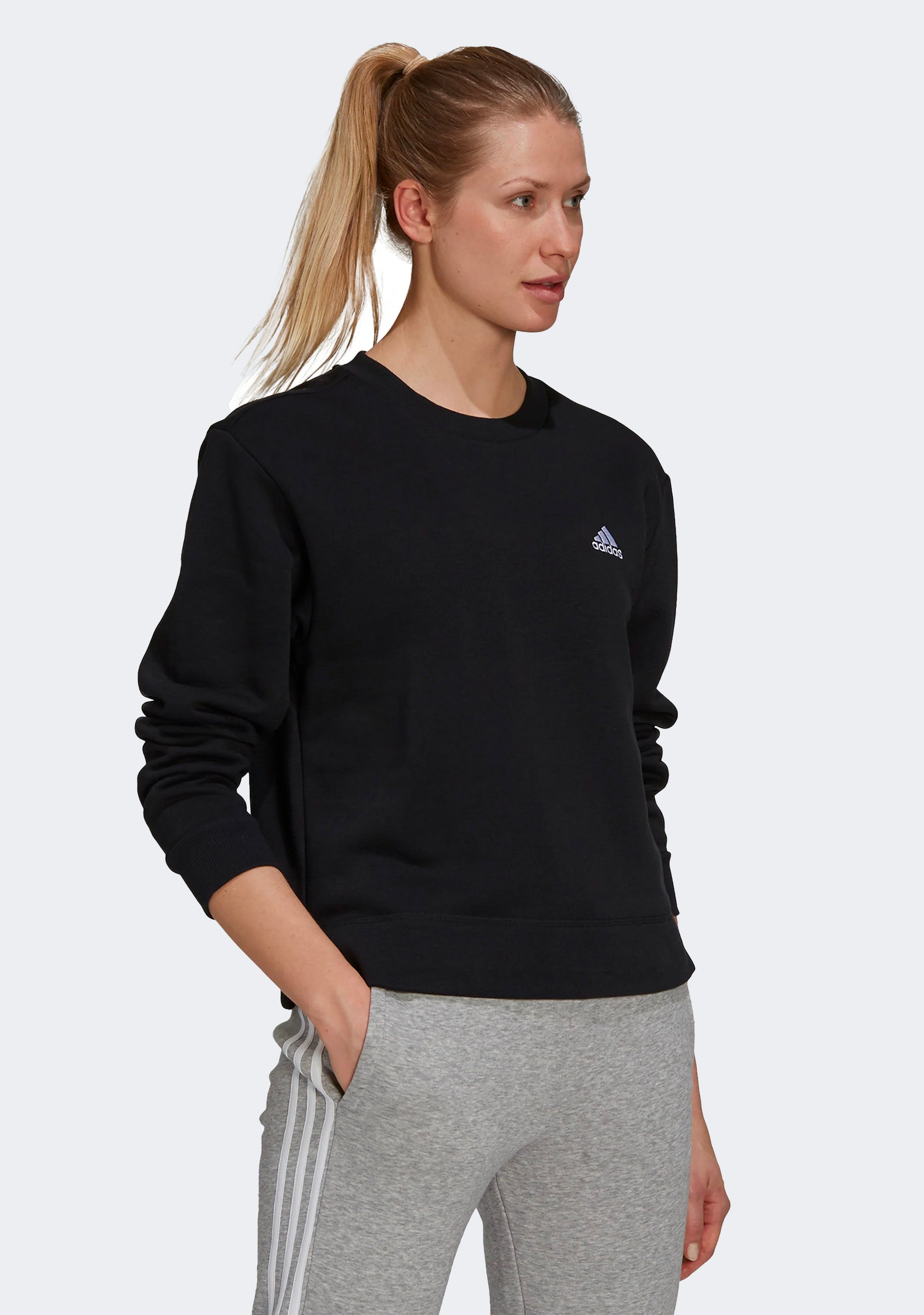 Adidas Women's Essentials Small Logo Fleece Cropped Sweatshirt | Soft Casual Pullover for Gym, Running & Streetwear | Perfect for Workouts, Lounge & Everyday Wear