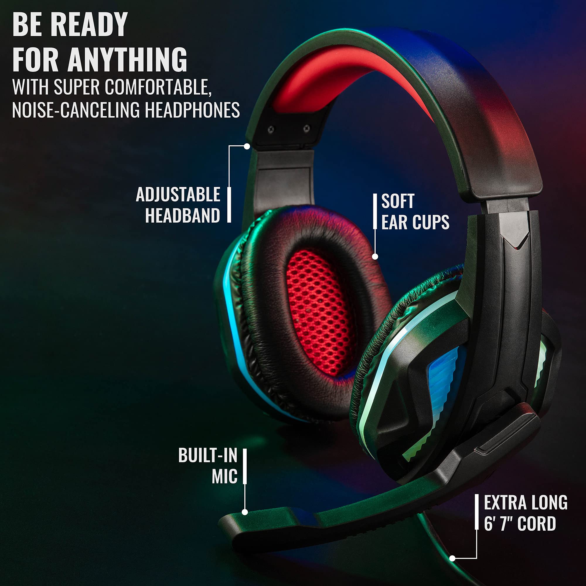 Ritz Gear RGB Gaming Accessories Kit - 4-in-1 LED Combo with Multimedia Keyboard, Optical Mouse, Mouse Pad & Gaming Headset for Windows 7/10, Mac, Xbox, PS4 | Perfect for PC Gaming, Streaming & Esports Tournaments