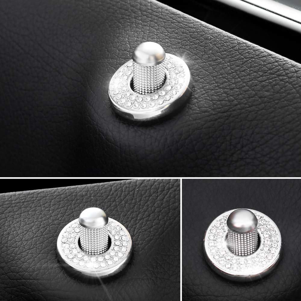 LECART 4PCS Crystal Bling Door Lock Pin Covers - Chrome Metal Car Interior Accessories for Ford F-150 2015-2019 Models - Enhance Your Vehicle's Style (Perfect for Car Show, Daily Driving & Customization)