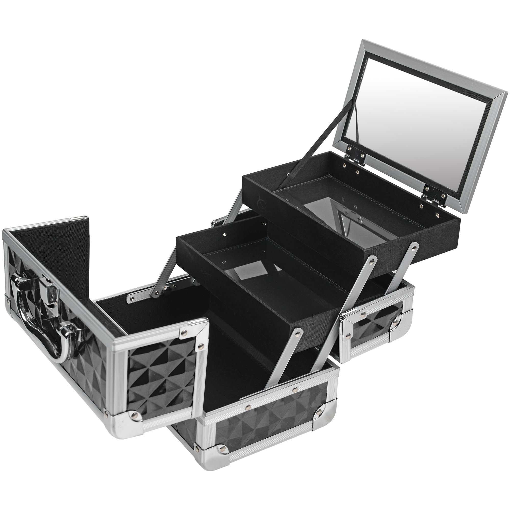 SHANY Portable Makeup Train Case with Mirror & Locks - Beauty Organizer for Travel & Storage