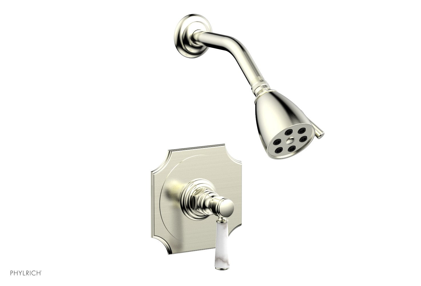 HENRI Pressure Balance Shower Set with White Marble Handle - Model 16123 | Modern Bathroom Fixture for Spa-Like Shower Experience