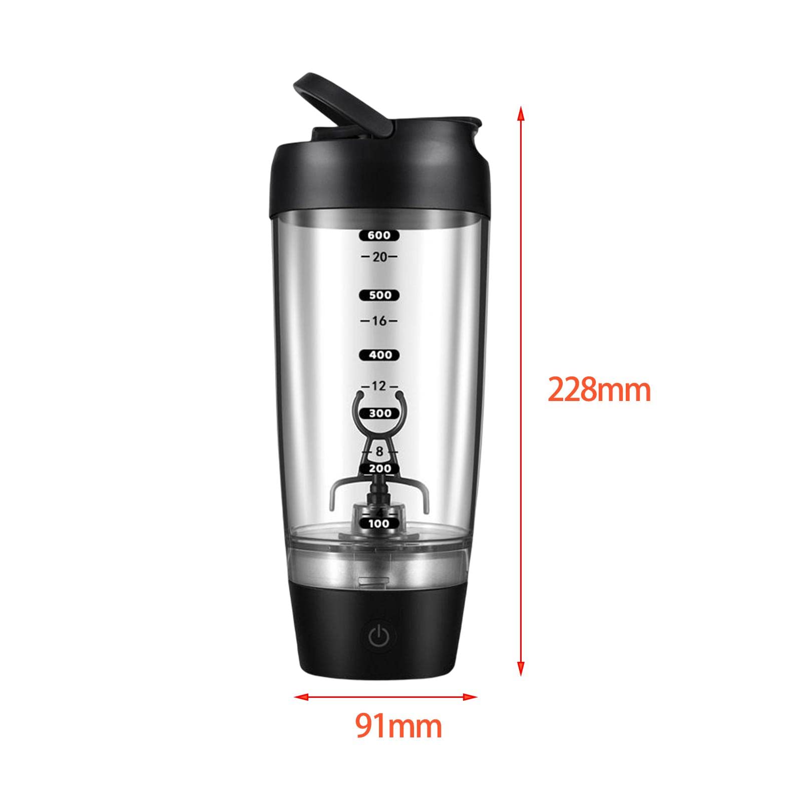 JAYIOLA Electric Protein Shaker Bottle - 20 oz Portable Blender Cup for Protein Shakes, Smoothies & Meal Replacement Drinks - Ideal for Gym, Workout & Fitness Enthusiasts - Black