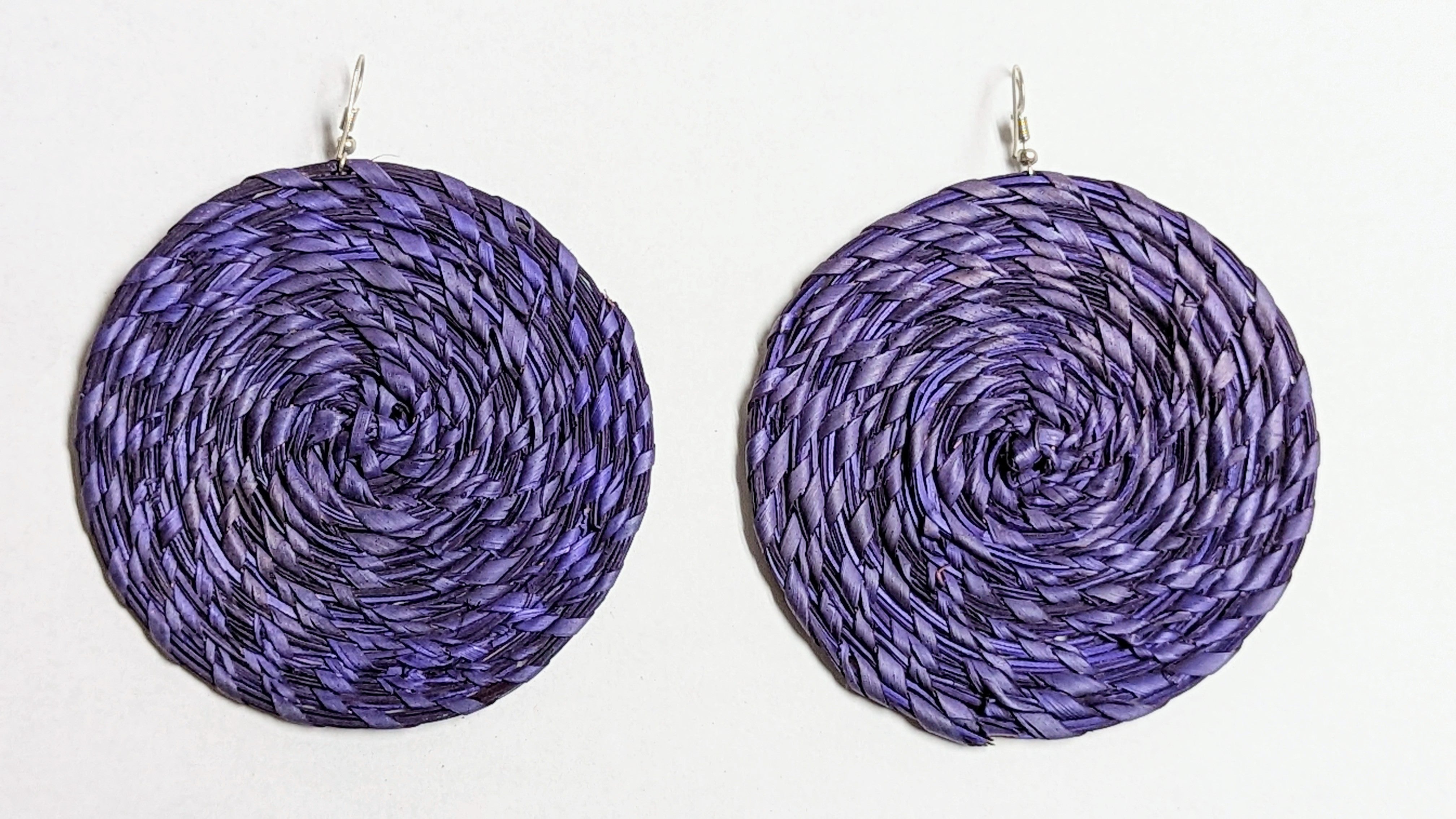 Anahgi Purple African Raffia Palm Hook Earrings DPJPARE2 - Handmade Boho Tribal Jewelry for Women, Perfect for Festivals, Weddings & Summer Outfits