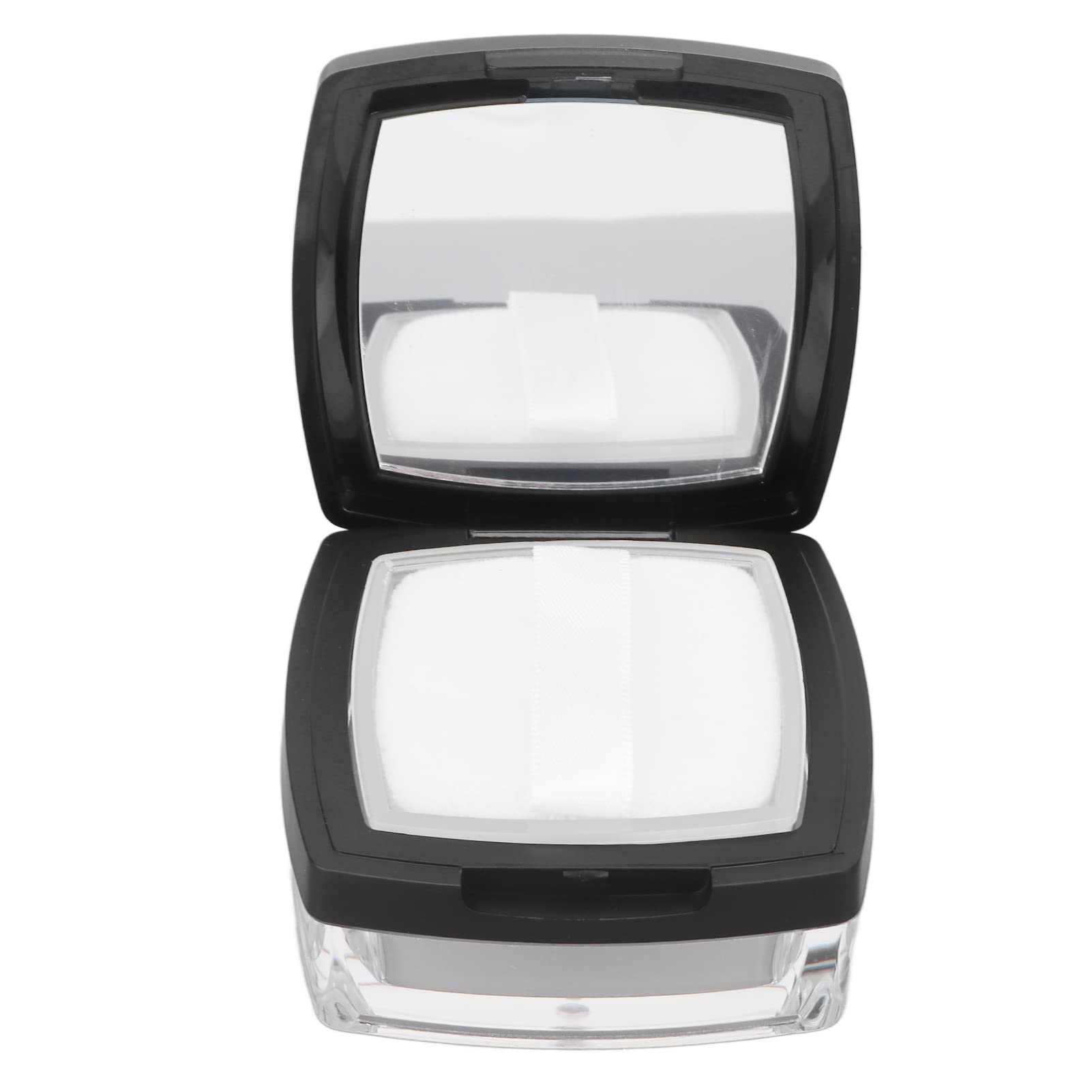 Refillable Empty Powder Box with Mirror & Spoon - Black Cosmetic Storage Case for Loose Makeup Powder | Travel-Friendly Compact Organizer for Makeup Artists & On-the-Go Touch Ups