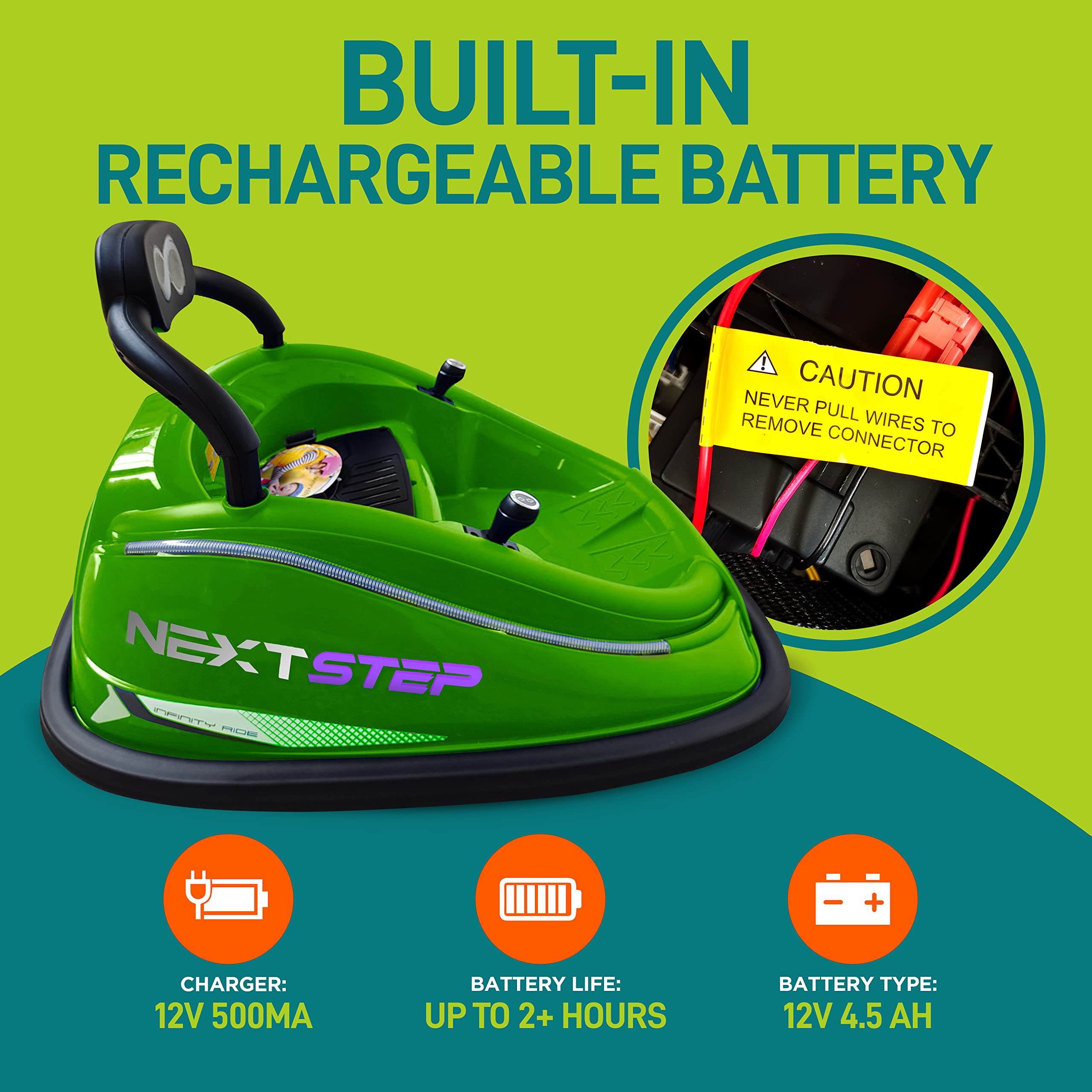 Electric Bumper Car for Kids - 12V Rechargeable Battery Powered Ride On Toy with 2 Speed Modes, Parent Remote Control & Safety Belt | 360° Spin, LED Lights, Dual Joystick | Indoor & Outdoor Play for Toddlers (Green)