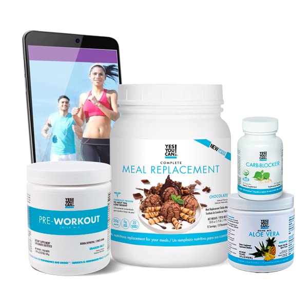 Yes You Can! Active Fit Set - Pre-Workout Dragon Fruit Powder, Vegan Vanilla Meal Replacement, Aloe Vera Hibiscus Drink Mix & Carb Blocker | Post-Workout Recovery & Weight Management Solution