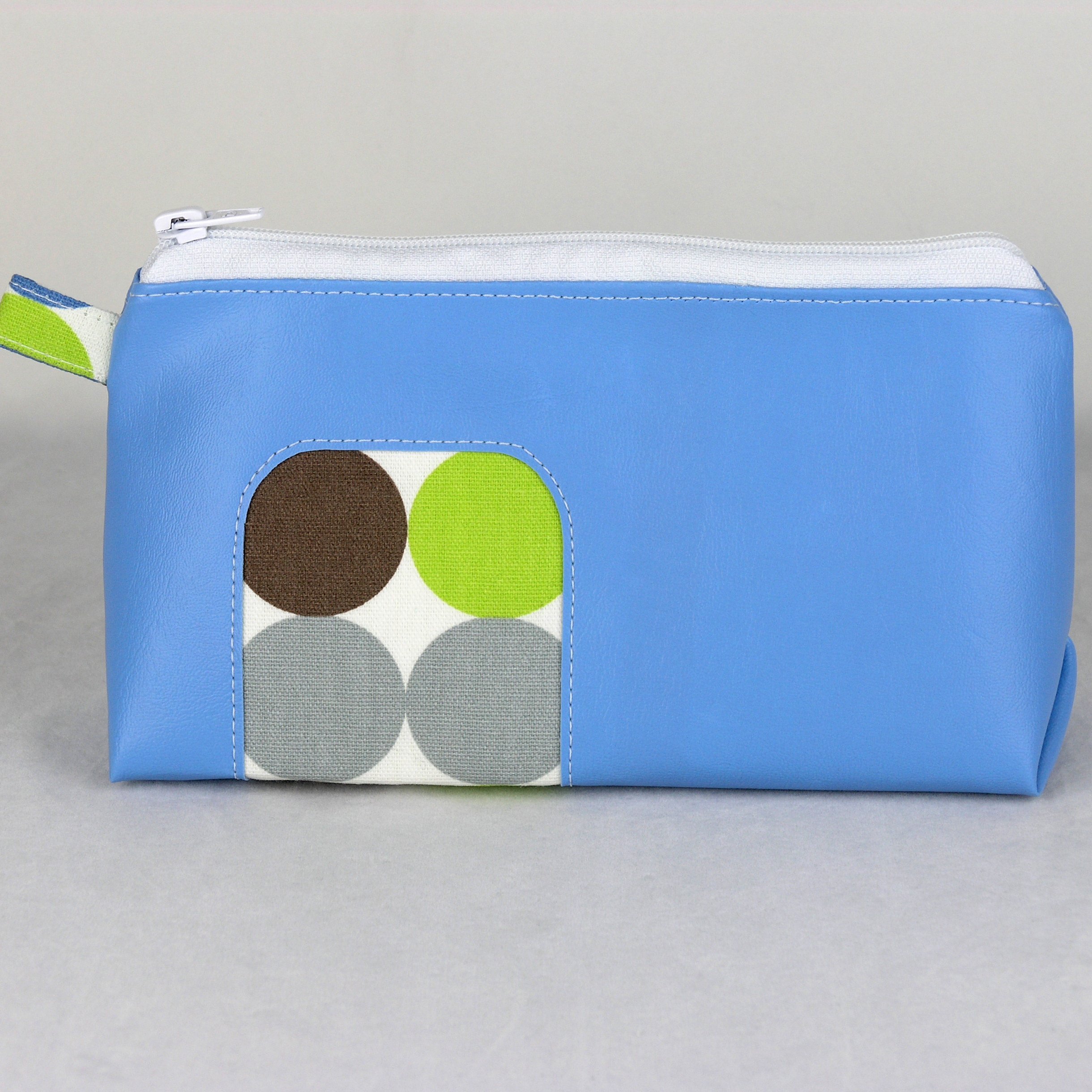 Vegan Leather Cosmetic Bag for Women - Sky Blue Faux Leather Toiletry Pouch | Travel Makeup Organizer, Gym Essentials Storage, Perfect Gift for Her