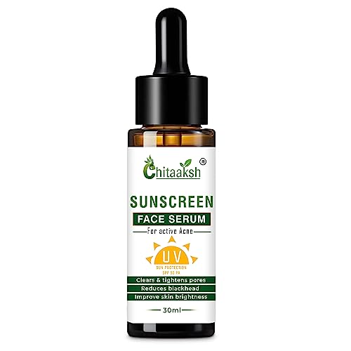 SPF 55 Sunscreen Face Serum with Aloe Vera, Carrot & Sunflower Extract - UVA/UVB Protection, 30ml - Daily Moisturizer for Sensitive Skin & Outdoor Activities