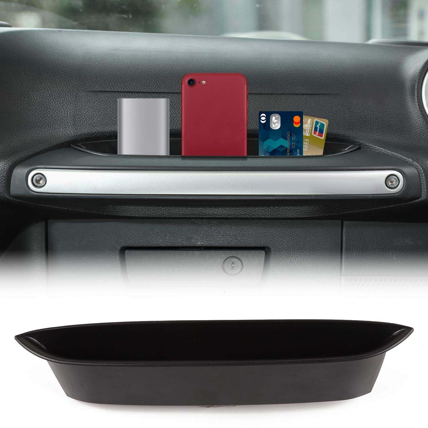 Jeep Wrangler JK JKU 2011-2017 Grab Handle Storage Tray Organizer - RT-TCZ Black Passenger Side Accessory for Car Interior Organization & Off-Road Adventure Gear