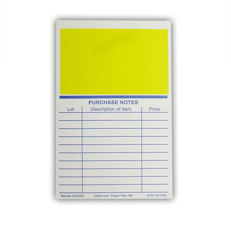 Economical Bidding Cards with Purchase Notes - Yellow Square (500/Pack) - Perfect for Auctions, Fundraisers & Silent Bidding Events