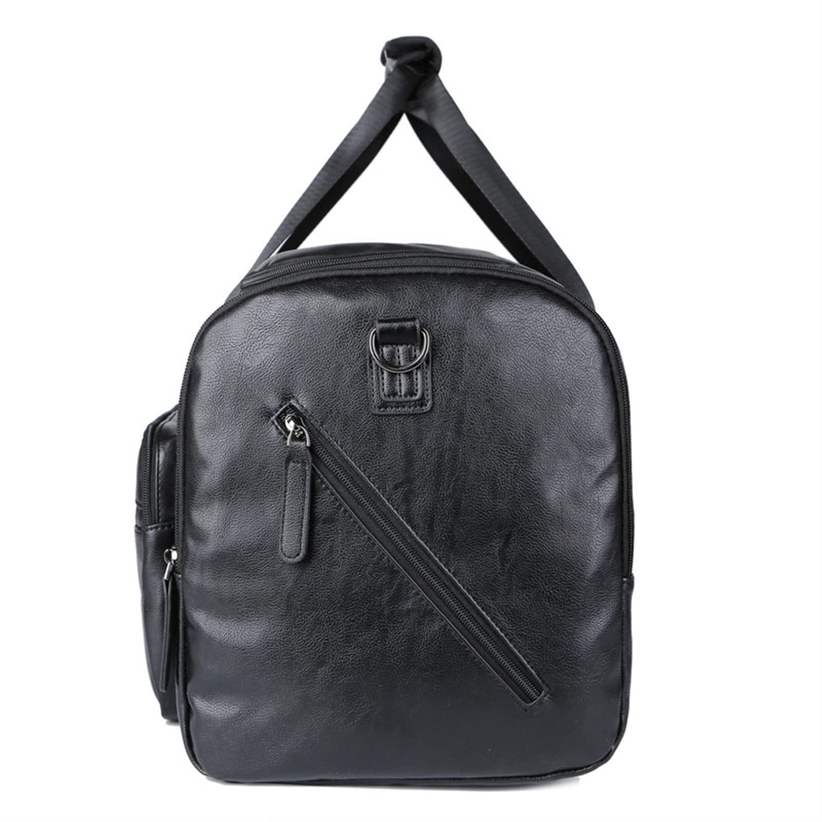 Premium Leather Gym Bag for Men - Waterproof Sports Duffle with Separate Shoe Compartment - Ideal for Fitness, Yoga, Travel & Workout (Black, 55x30x25cm) - Perfect for Gym Sessions, Weekend Getaways & Sports Training
