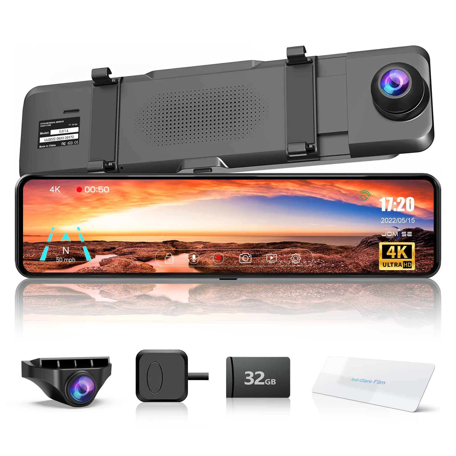 JOMISE 4K Mirror Dash Cam with 11
