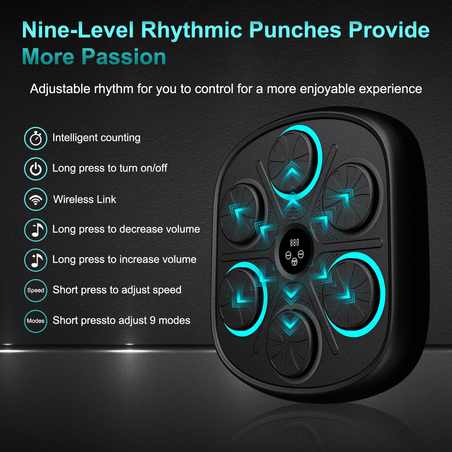 2025 Smart Music Boxing Machine - LED Electronic Wall Mounted Training Equipment for Adults & Kids | Home Gym Workout with Premium Boxing Gloves | Perfect for Indoor Fitness, Family Exercise & Stress Relief