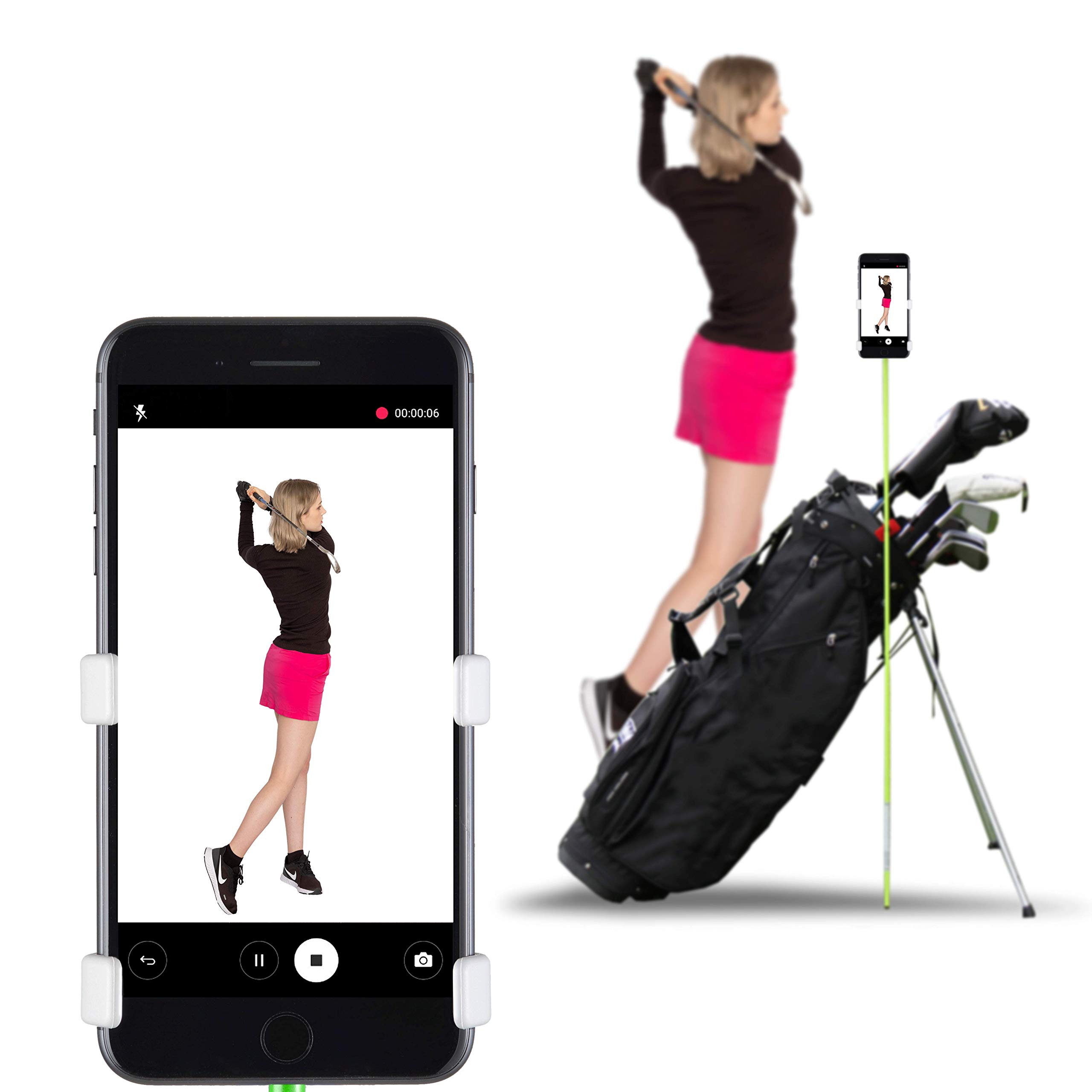 SelfieGOLF Golf Swing Analyzer & Phone Holder | PGA Award-Winning Training Aid | Works with Any Golf Bag & Alignment Stick | Perfect for Swing Analysis & Putting Practice
