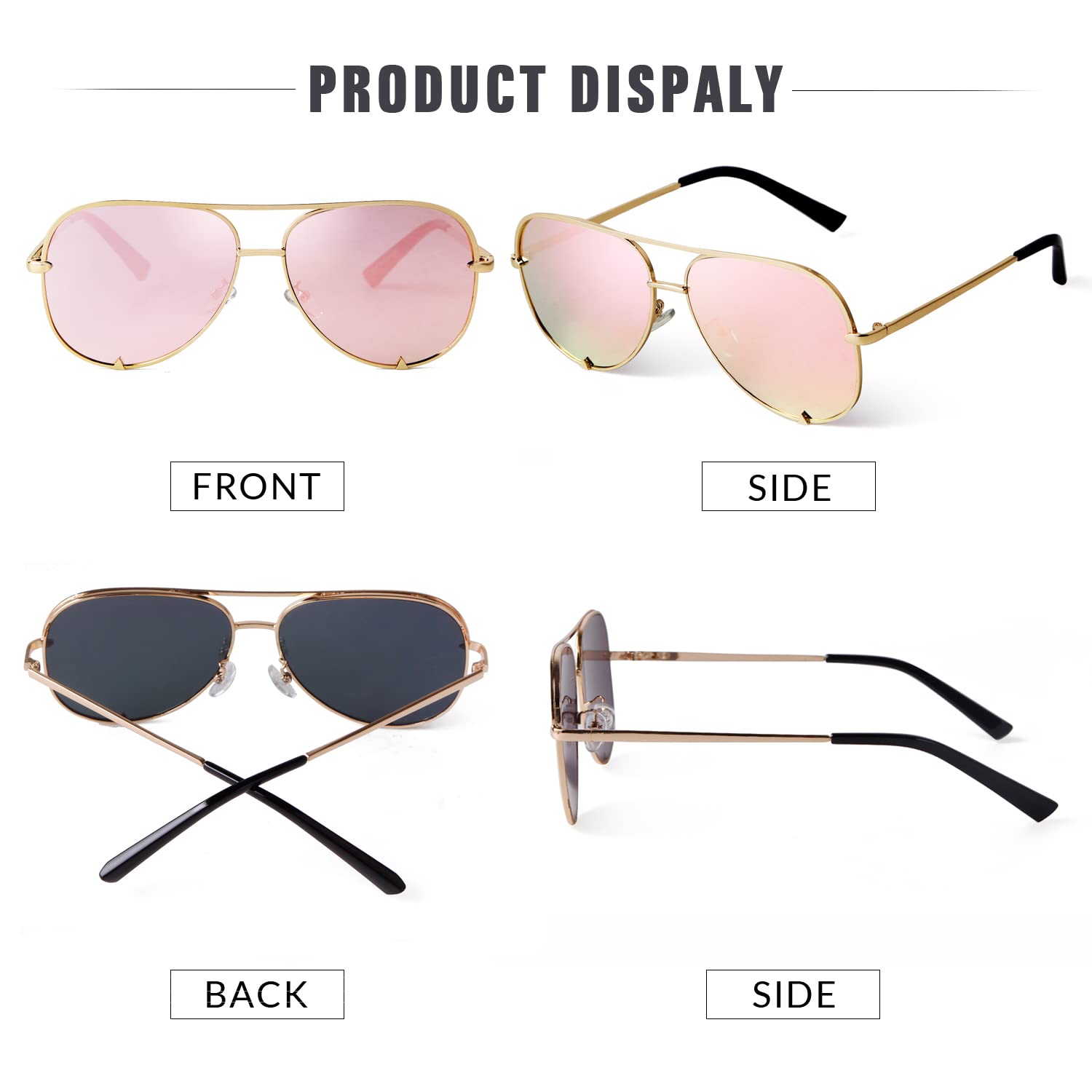 Trendy Retro SORVINO Oversized Aviator Sunglasses for Women & Men - UV Protection Classic Black Faded Lenses | Perfect for Driving, Beach Vacations & Outdoor Activities