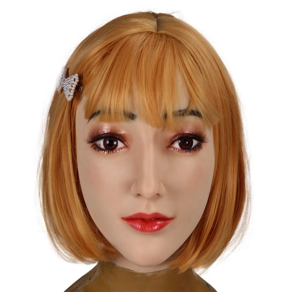 YIQI Realistic Silicone Male to Female Head Mask - Handmade Transgender & Crossdresser Costume Accessory for Cosplay, Halloween, and Theater Performances