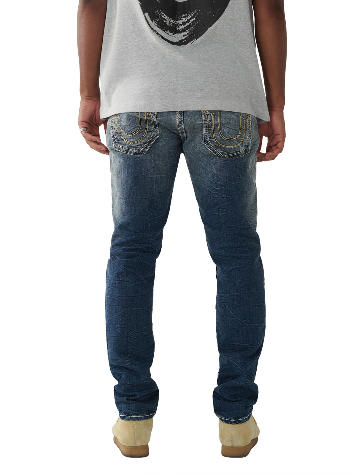 True Religion Men's Rocco Big Qt Relaxed Fit Jeans - 32 Inch Inseam | Premium Denim Pants for Casual Wear & Night Out