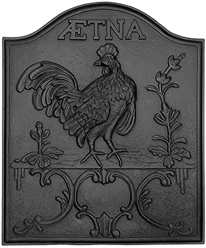 Aetna Cast Iron Fireback with Matte Black Finish - Efficient Heat Radiator for Fireplaces, Decorative Fireplace Back Panel for Cozy Home Ambiance