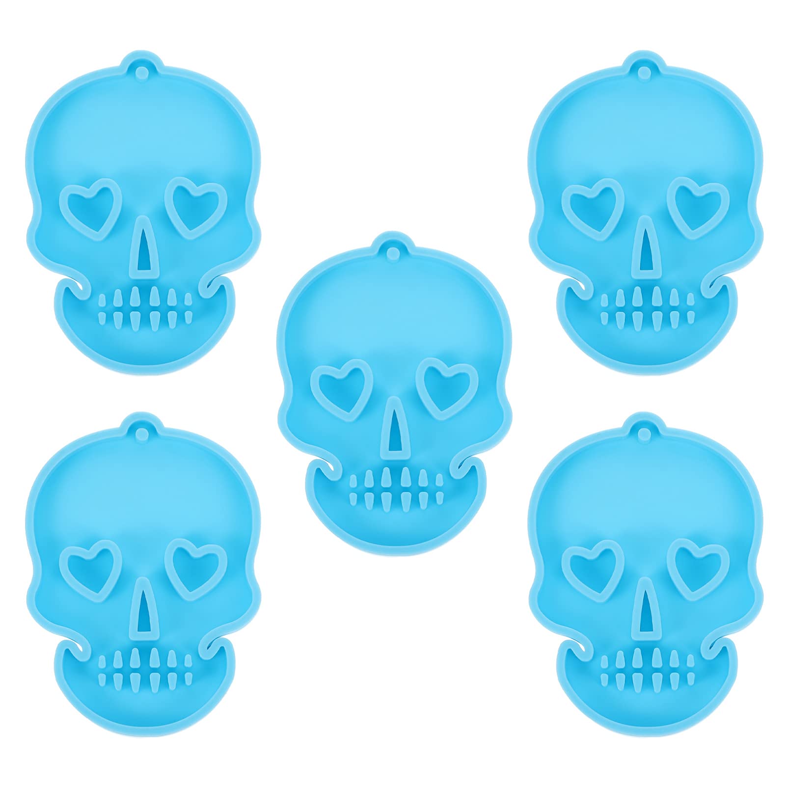 EXCEART 5pcs Silicone Halloween Skeleton Keychain Molds - DIY Resin Epoxy Molds for Keyrings, Fondant, Cake, Chocolate, Clay & Crafts - Perfect for Halloween Decorations, Party Favors & DIY Jewelry Making