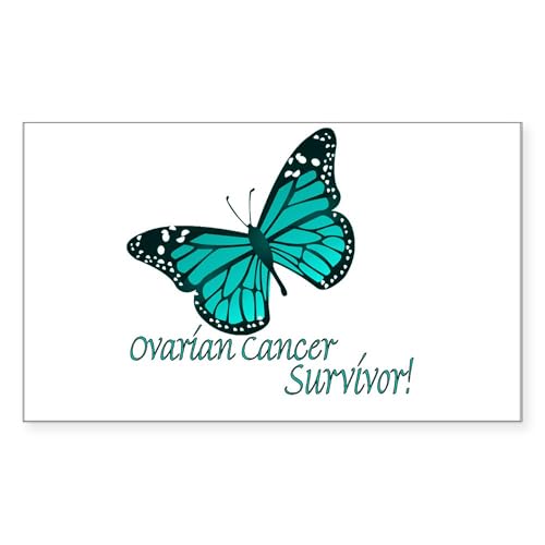 White - Ovarian Cancer Survivor Rectangle Sticker
