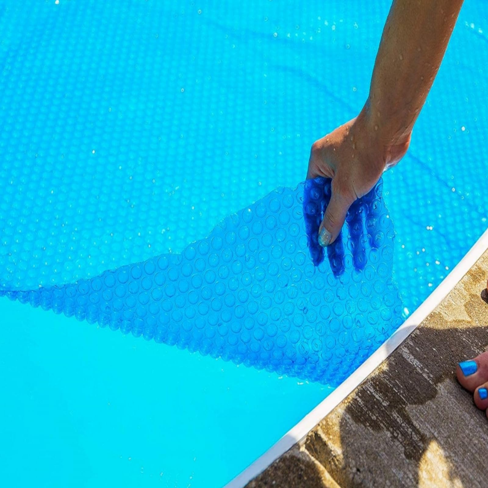 GARVEE 18ft x 36ft Rectangle Solar Pool Cover - 300μm Thick Heat Retaining Blanket for In-Ground & Above Ground Swimming Pools - UV Resistant, Durable Winter Cover - Perfect for Backyard, Family Swim & Energy Savings
