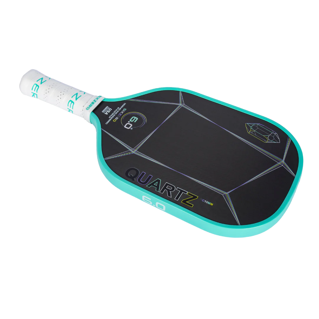 Six Zero Quartz 15mm Pickleball Paddle - Premium Carbon Fiber Surface for Enhanced Spin & Control - Perfect for Competitive Play & Outdoor Games
