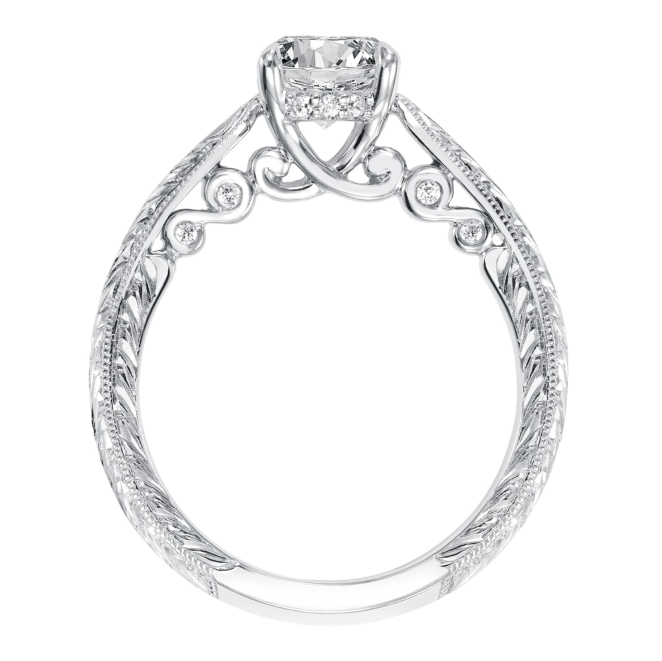 1.07 CT Round Cut Moissanite Solitaire Vintage Engagement Ring for Women - 10K/14K/18K White Gold Wedding Band, Anniversary Gift, Proposal Jewelry (Perfect for Bridal, Valentine's Day & Special Occasions)