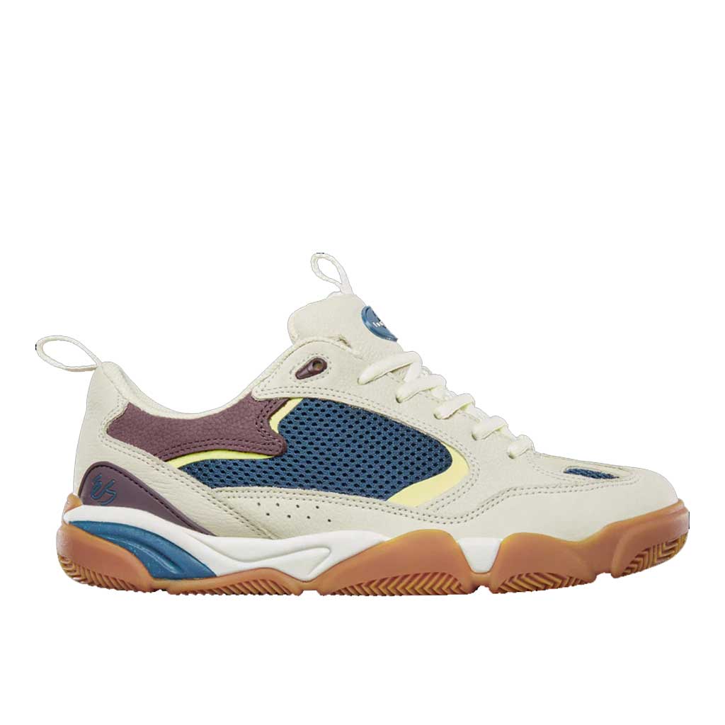 eS Quattro Plus Skate Shoes - White, Blue & Gum Colorway for Men & Women | High-Performance Skateboarding & Casual Streetwear Sneakers