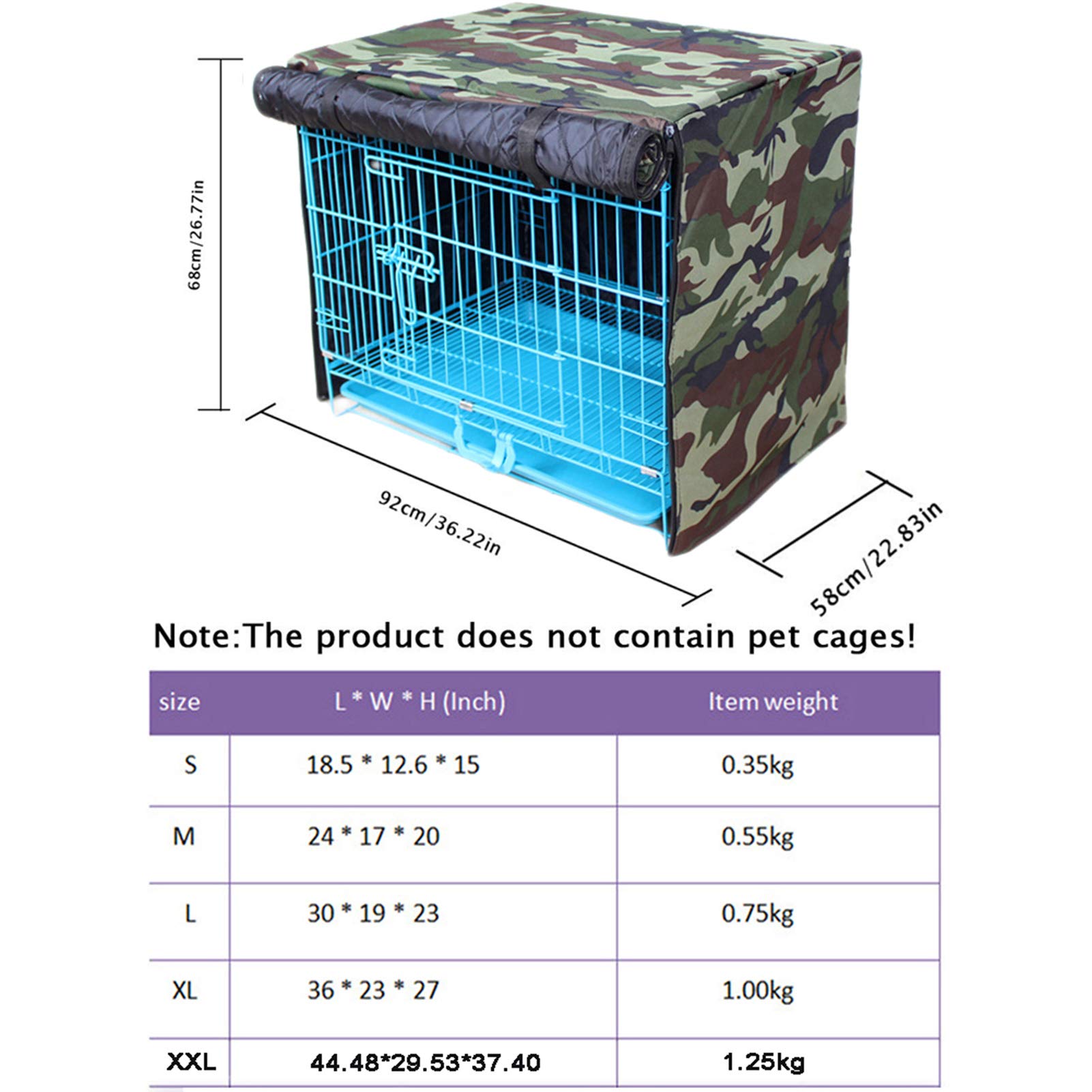 Waterproof Dog Crate Cover for Wire Crates - XXL Outdoor Pet Kennel Cover with Easy On/Off & Adjustable Fit - Perfect for Travel, Camping & Home Use