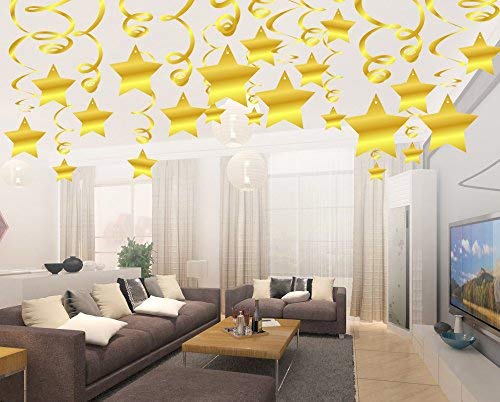 BEISHIDA 15-Pack Gold Star Hanging Swirl Decorations - Elegant Party Supplies for Graduation, Wedding, Baby Shower & Birthday Celebrations - Perfect for Indoor & Outdoor Event Decor