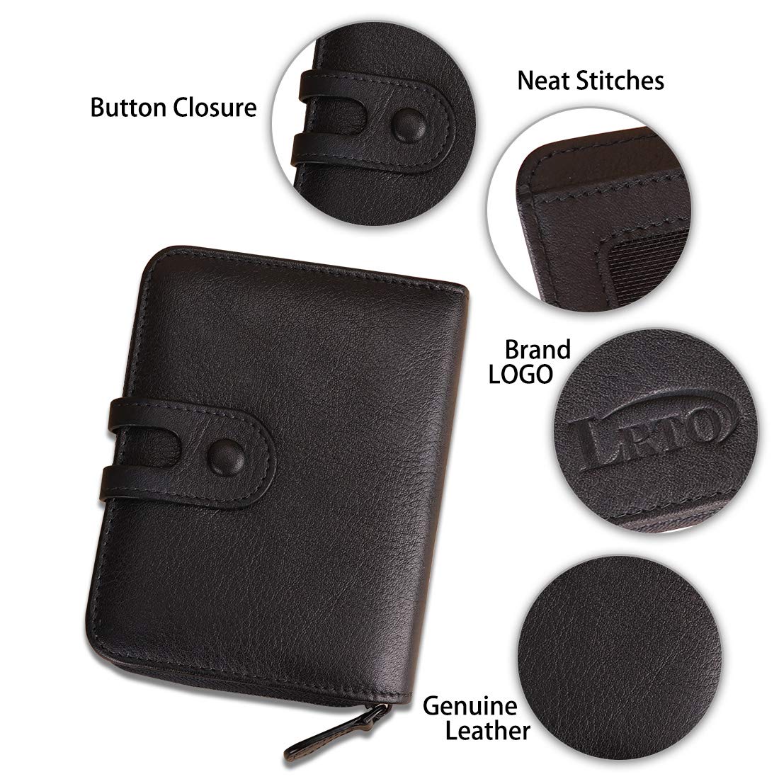 Genuine Leather RFID Wallet for Women - Handmade Clutch with Card Holder & Coin Pouch for Daily Use