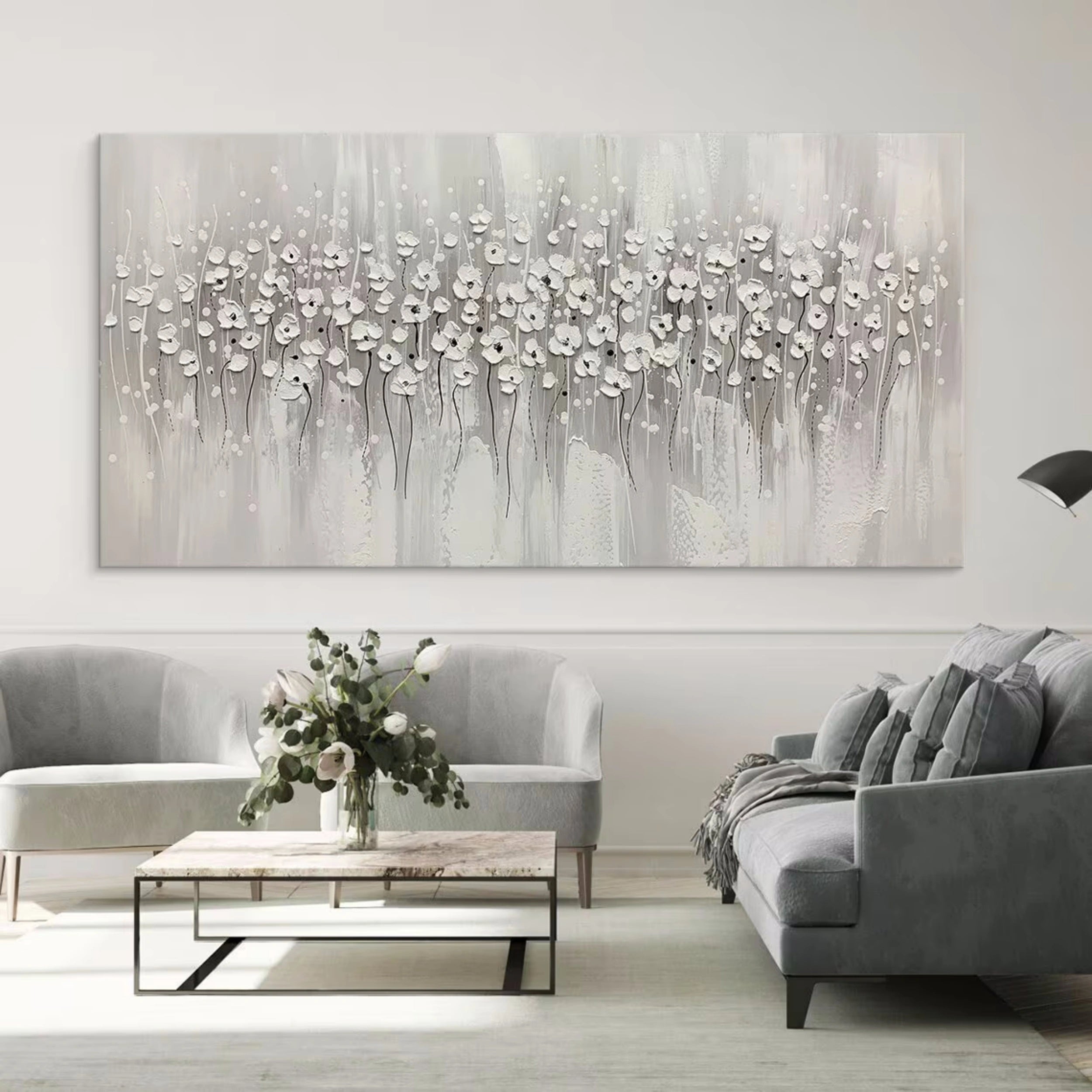 Beautiful Flower and Tree Painting #FT031 - Handmade Canvas Art for Home Decor, Living Room, Bedroom & Office Wall