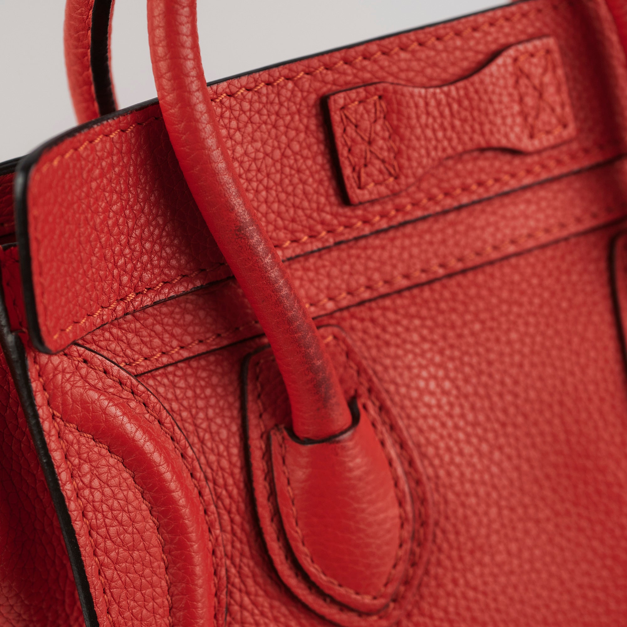 Celine Luggage Nano Handbag in Red | Genuine Leather Crossbody Bag for Women | Perfect for Work, Travel & Everyday Use