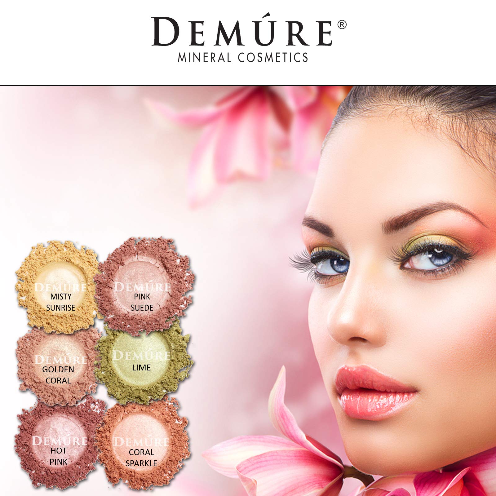 Demure Mineral Make Up Golden Coral Shimmer Loose Powder Glitter Eyeshadow - Professional Long-Lasting Eye Makeup for Day & Night Looks