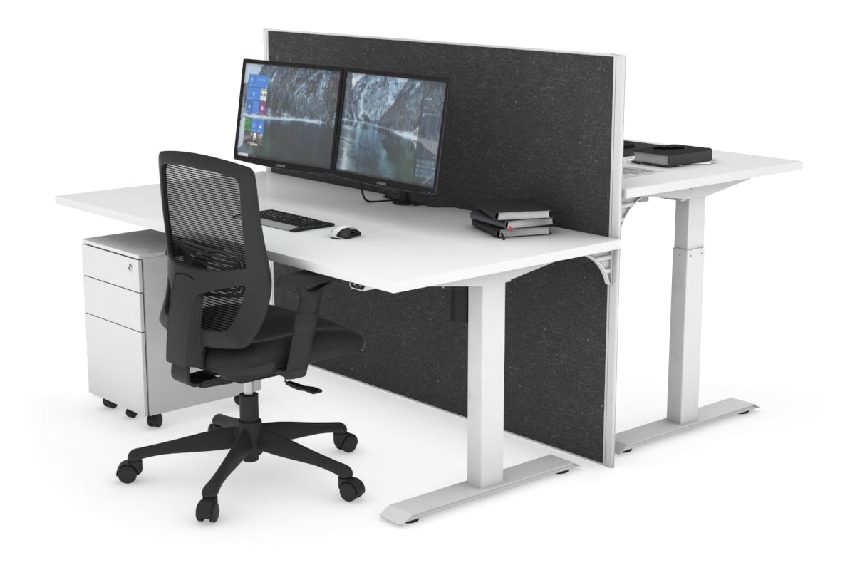 Height Adjustable 2 Person Workbench - 1600L x 800W with Cable Management - Perfect for Office, Workshop & Collaborative Workspaces