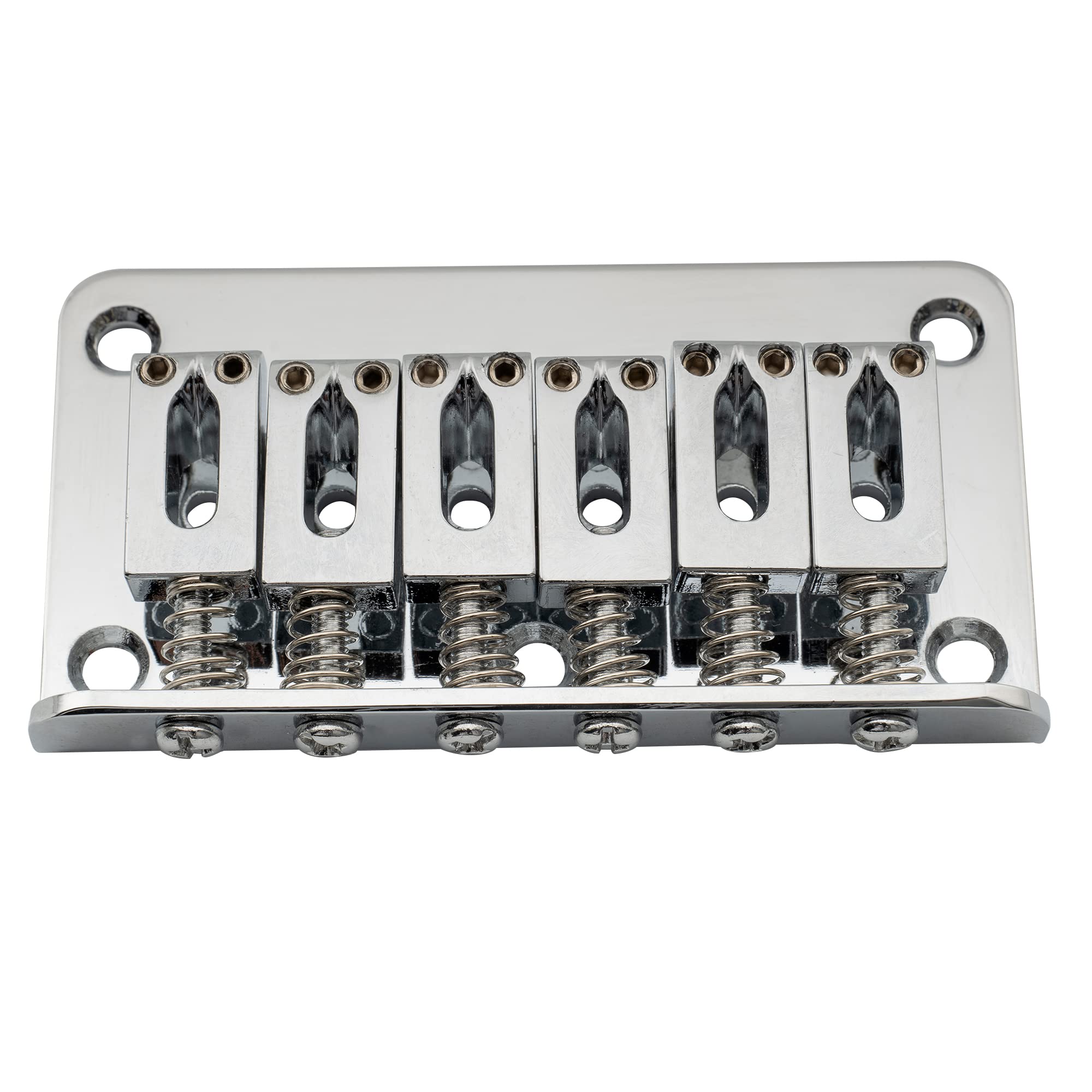 Musiclily 52.5mm Fixed Hardtail Bridge for 6-String Fender Strat Tele Electric Guitar - Chrome Plated Steel Replacement Part - Perfect for Guitar Repair & Upgrade