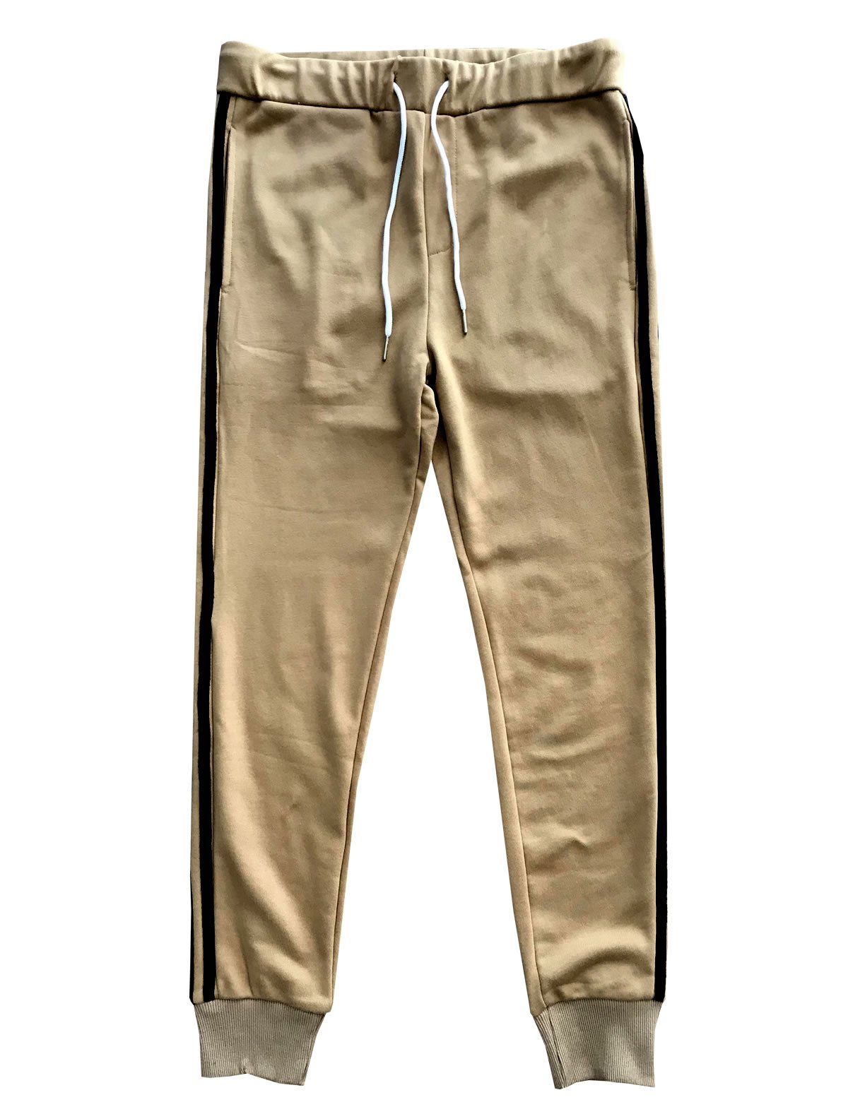 Kings Of NY Men's 2 Stripe Cotton Skinny Fit Jogger Sweatpants - Comfortable Casual Lounge Pants for Gym, Running, and Everyday Wear