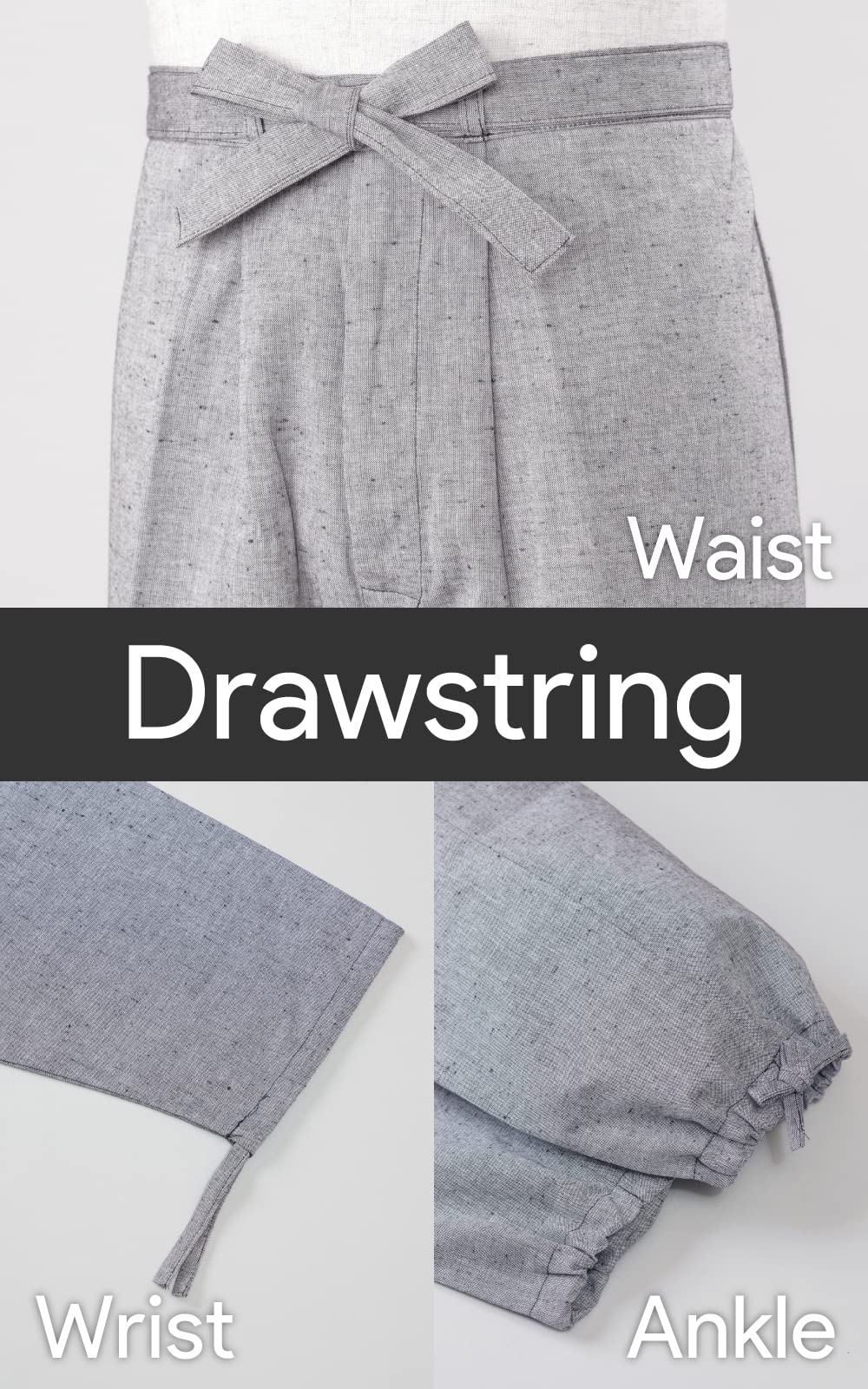 Authentic Japanese Samue Men's Traditional Loungewear - Made in Japan (Gray, Medium) - Perfect for Meditation, Yoga & Relaxation at Home