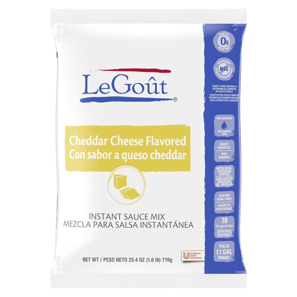 LeGout Cheddar Cheese Instant Sauce Mix - Made with Real Cheddar, Natural Colors, No MSG, 0g Trans Fat, 25.4oz (Pack of 8) - Perfect for Mac & Cheese, Nachos, Burgers & Quick Meals