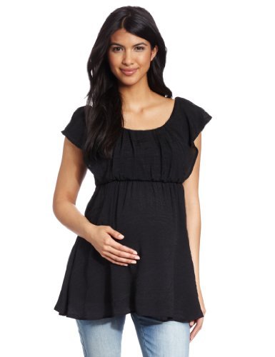 Maternal America Women's Maternity Ruffle Bib Blouse - Stylish Pregnancy Top for Work & Special Occasions | Comfortable Nursing Shirt for Expecting Mothers