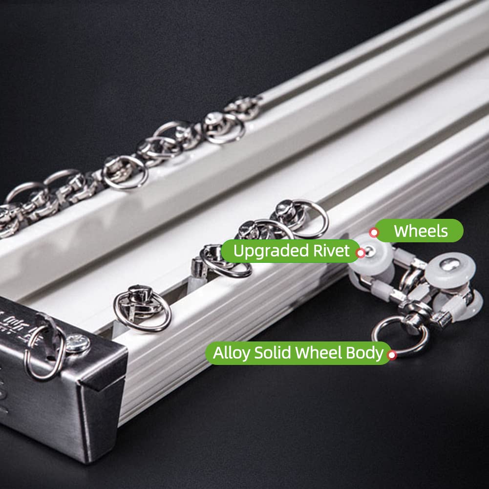 Heavy-Duty Double Curtain Track Rail System - Ceiling Mounted for Living Room & Bedroom - 6.6ft White Room Divider Curtain Rod - Perfect for Home Partition & Window Dressing