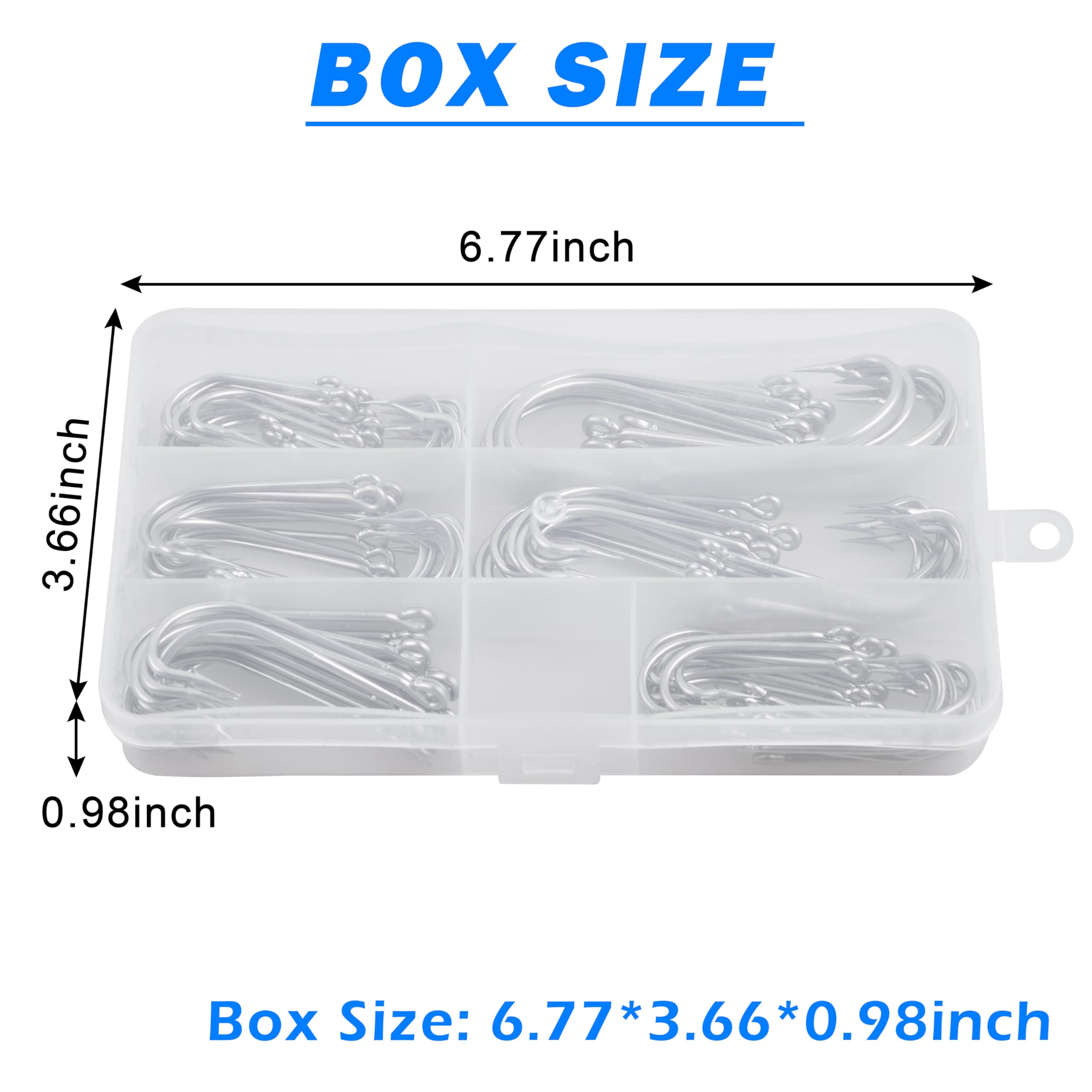 135pcs Saltwater Fishing J Hooks Kit - Stainless Steel O'Shaughnessy Long Shank Hooks for Freshwater & Saltwater Fishing | Trolling, Surf Casting, Deep Sea Fishing