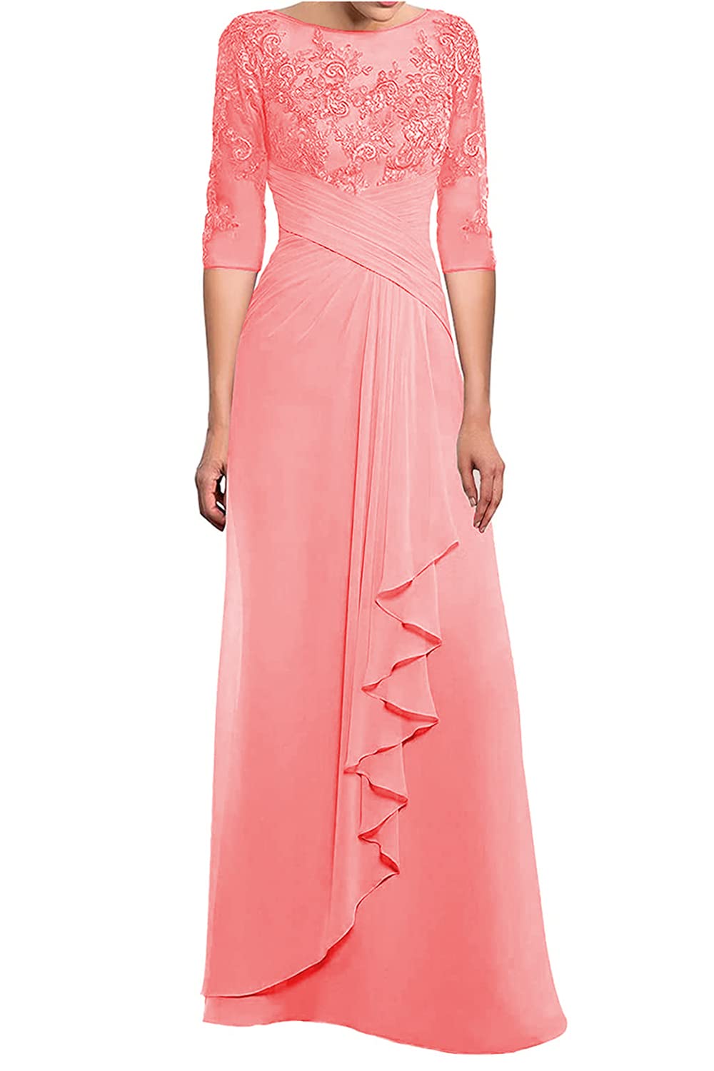 Elegant Lace Long Mother of the Bride Dress - Women's Formal Wedding Gown for Evening Ceremonies, Receptions & Special Occasions
