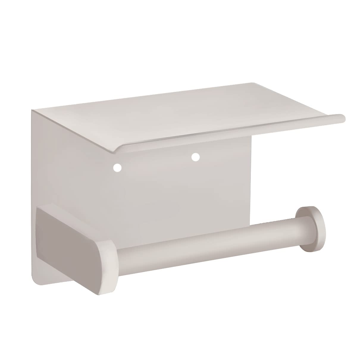 VAEHOLD Self-Adhesive Toilet Paper Holder with Phone Shelf - SUS 304 Stainless Steel Wall Mounted Bathroom Tissue Roll Holder - Rustproof & Waterproof Design - Beige - Perfect for Small Bathrooms, Powder Rooms & RVs