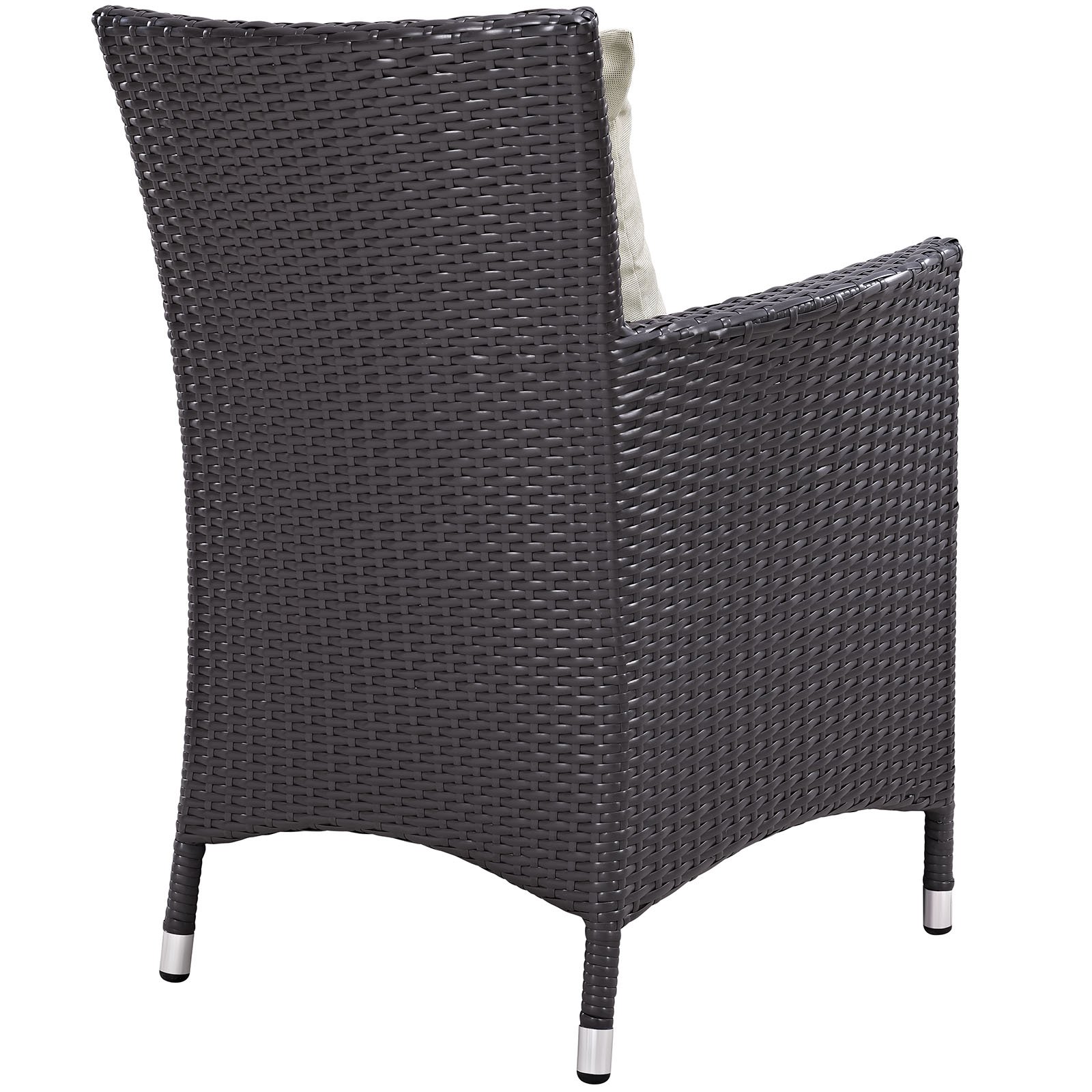 Modway Convene 8-Piece Outdoor Patio Dining Set - Wicker Rattan Furniture in Espresso Beige for Backyard, Garden & Poolside Dining