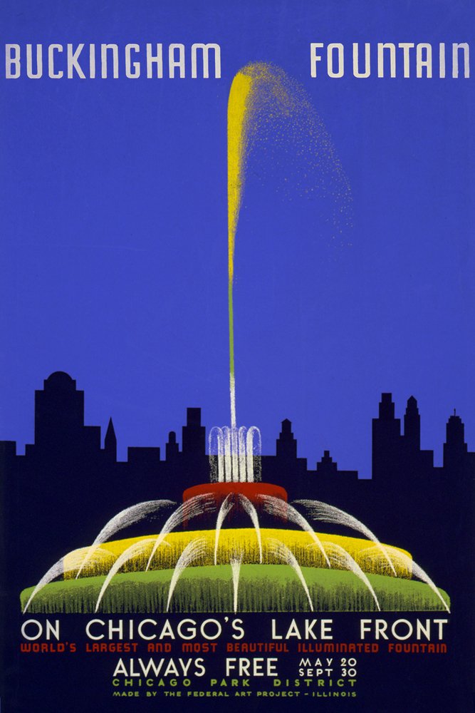 Chicago World's Fair Vintage Poster - Buckingham Fountain Metal Art Print (24x36 Inch Gallery Quality Aluminum Wall Decor) - Perfect for Home, Office & Gift Giving