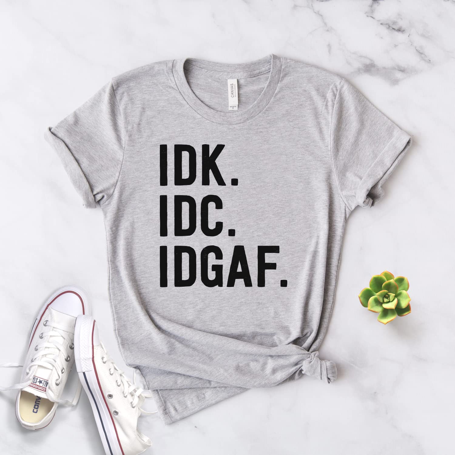Funny IDK IDC IDGAF T-Shirt - Sarcastic Internet Meme Tee for Nerds & Coworkers - Softstyle Unisex Cotton Shirt - Perfect for Casual Wear, Office Humor, and Gift Giving