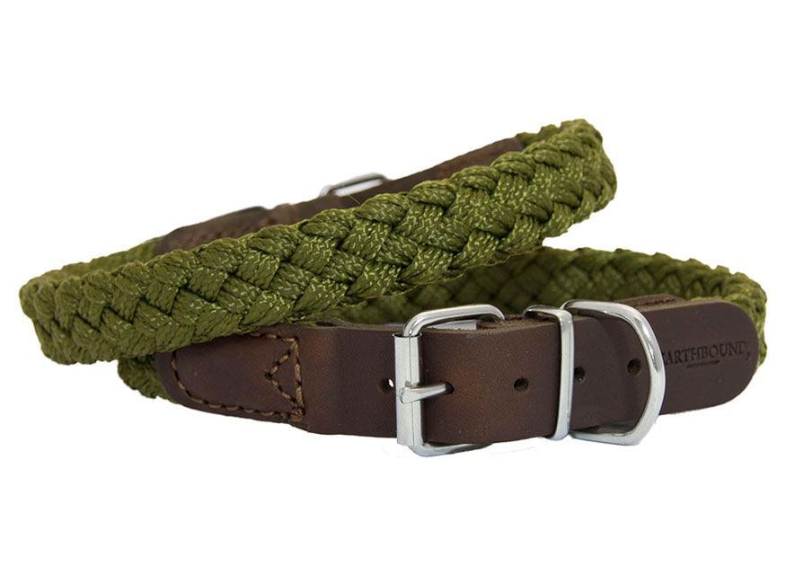 **EARTHBOUND Soft Braided Nylon & Leather Dog Collar - Adjustable, Durable Pet Collar for Small, Medium & Large Dogs - Perfect for Walking, Training & Outdoor Adventures**