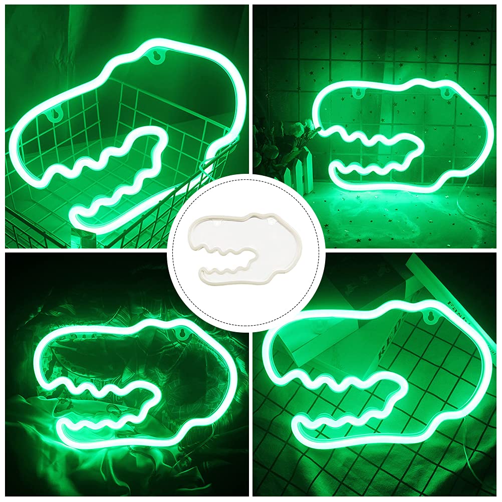 Dinosaur Head LED Neon Sign - Romantic Bedside Lamp, Mood Light for Glowing Night Light, Dinosaur-Themed Decor for Kids Room, Diner, or Gaming Setup